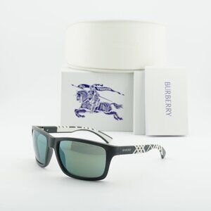 Burberry BE4483 42326R Rectangle Sunglasses - Green/White/Green